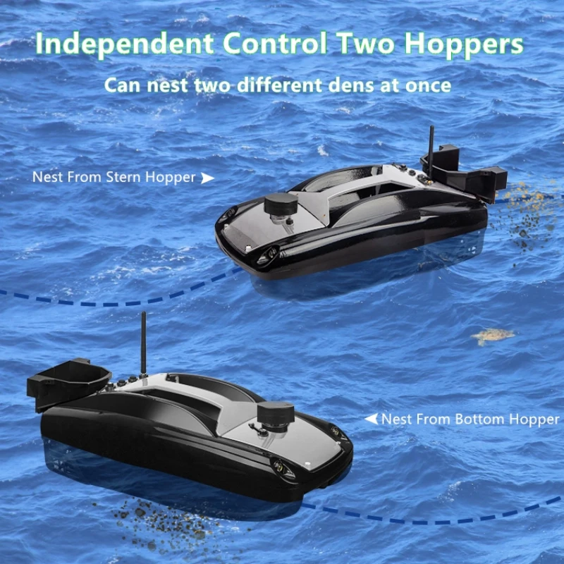 GPS Navigation Automatic Return RC Fishing Boat Double Independent Control Hopper 500M Distance 3KG Load Anti-storm RC Bait Boat