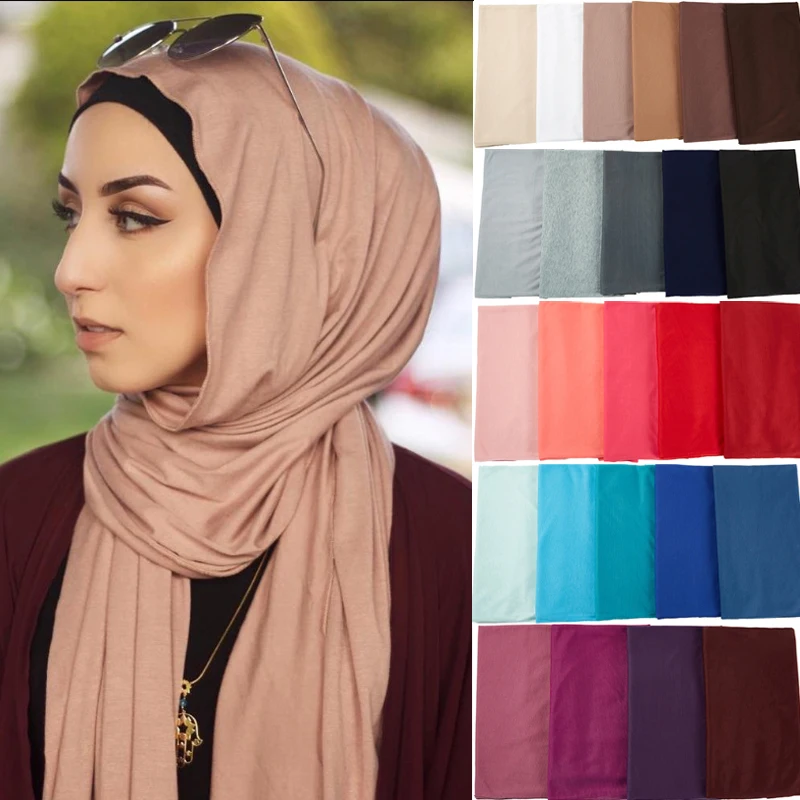 Trendy Modal Cotton Jersey Hijab Scarf Women Islamic Africa Shawls Headscarf Headband Muslim Plain Soft Turban Head Wraps