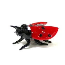 Miniature Figurines Murano Glass Ladybug Ornaments Creative Japan Style Cute Insect Animal Statue Home Fairy Garden Easter Decor