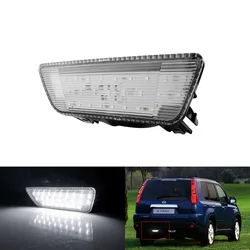 ANGRONG 1pcs For 08-13 Nissan X-Trail Rogue White LED Rear Bumper Reflector Brake Stop Light Clear