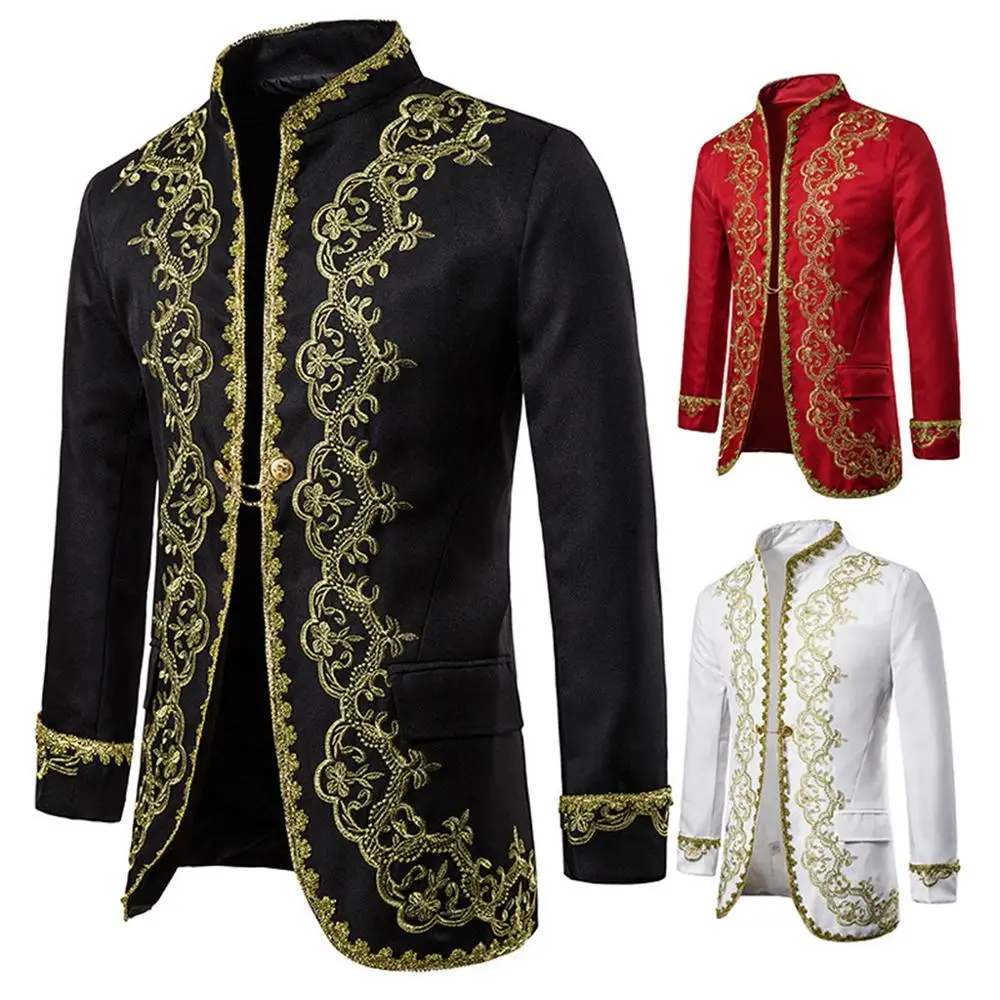 

Deluxe Victorian King Prince Costume For Adult Men Top Jacket Coat Blazer Suit Stage Theater Cosplay Outfit