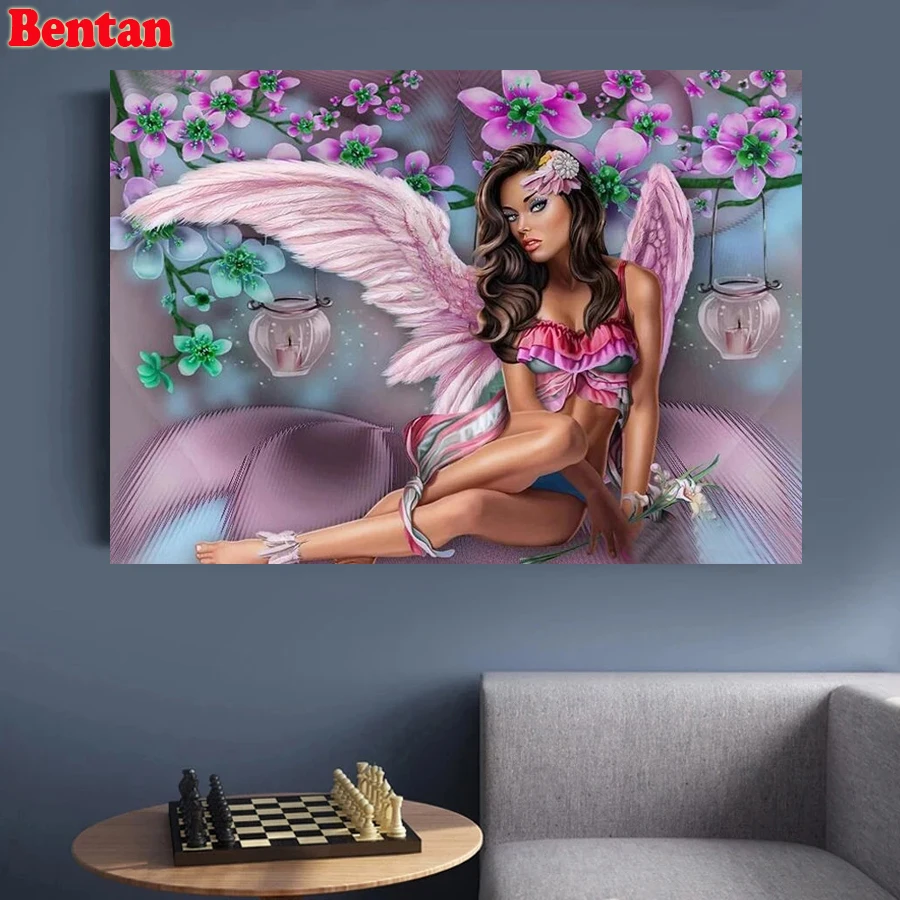 Full Square/Round Diy Diamond Painting Angel woman peach blossom Mosaic Diamond Embroidery Cross Stitch 5D Diamond Art,