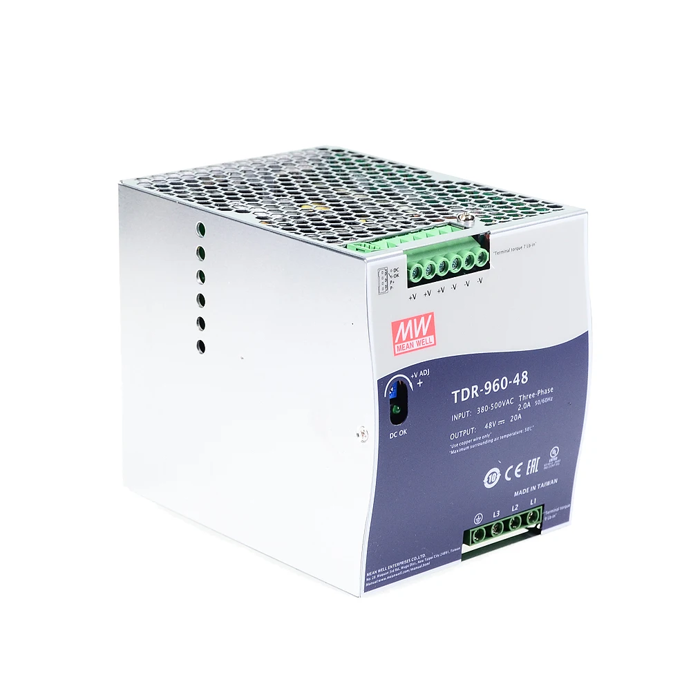 Оригинал Mean Well TDR-960-48 meanwell DC 48 В 20A 960 Вт трехфазный промышленный din-рейка с функцией PFC источник питания