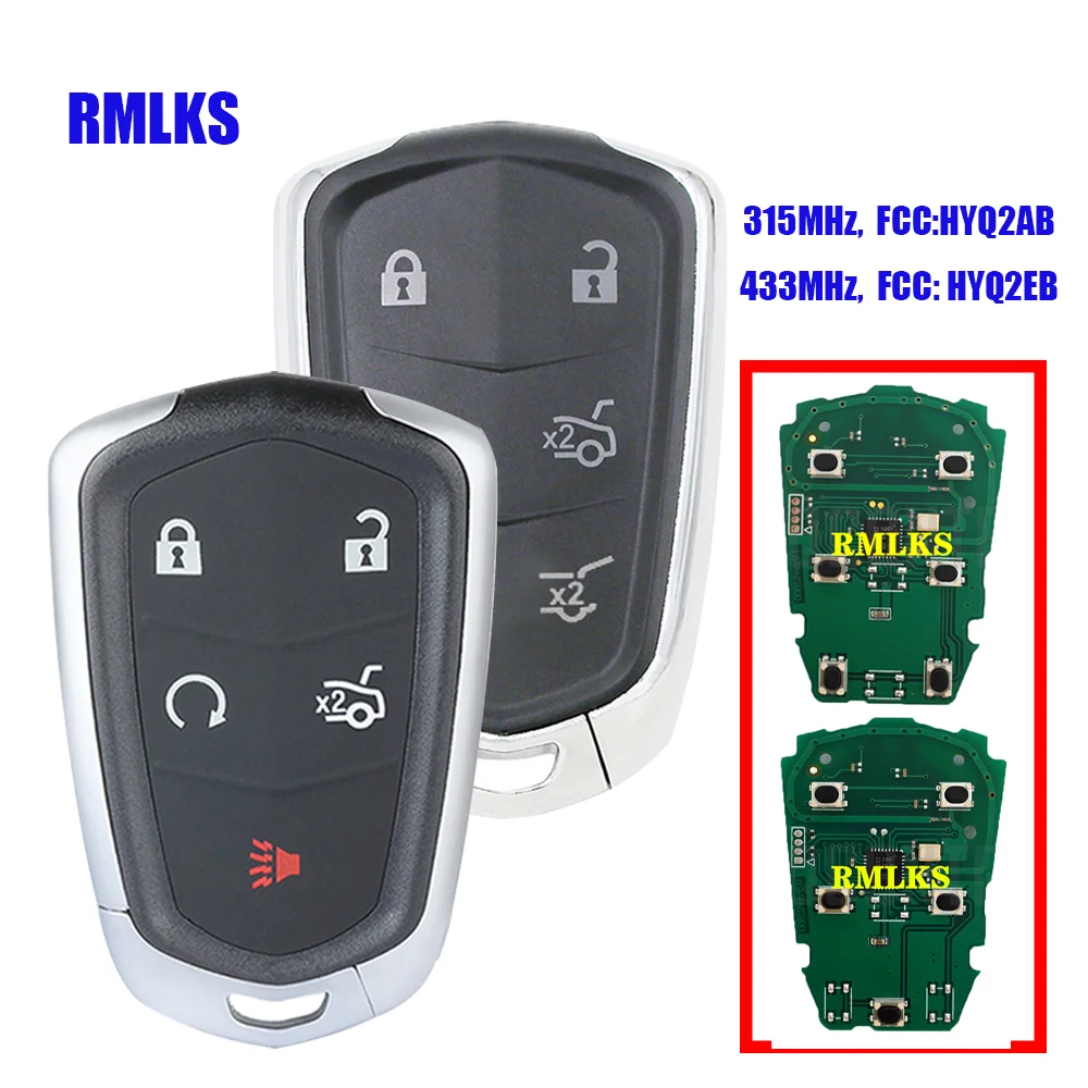 

315MHz 433MHz Smart Remote Car Key Fob 5 6 Buttons for Cadillac ATS CTS SRX XTS Escalade 2014 2015 2016 2017