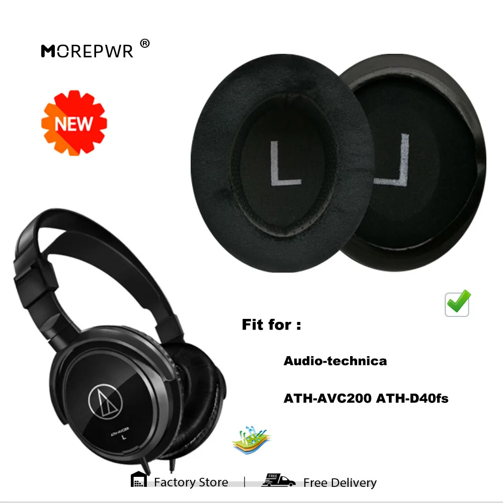 

Morepwr New Upgrade Replacement Ear Pads for Audio-technica ATH-AVC200 ATH-D40fs Headset Parts Leather Cushion Earmuff Earphone