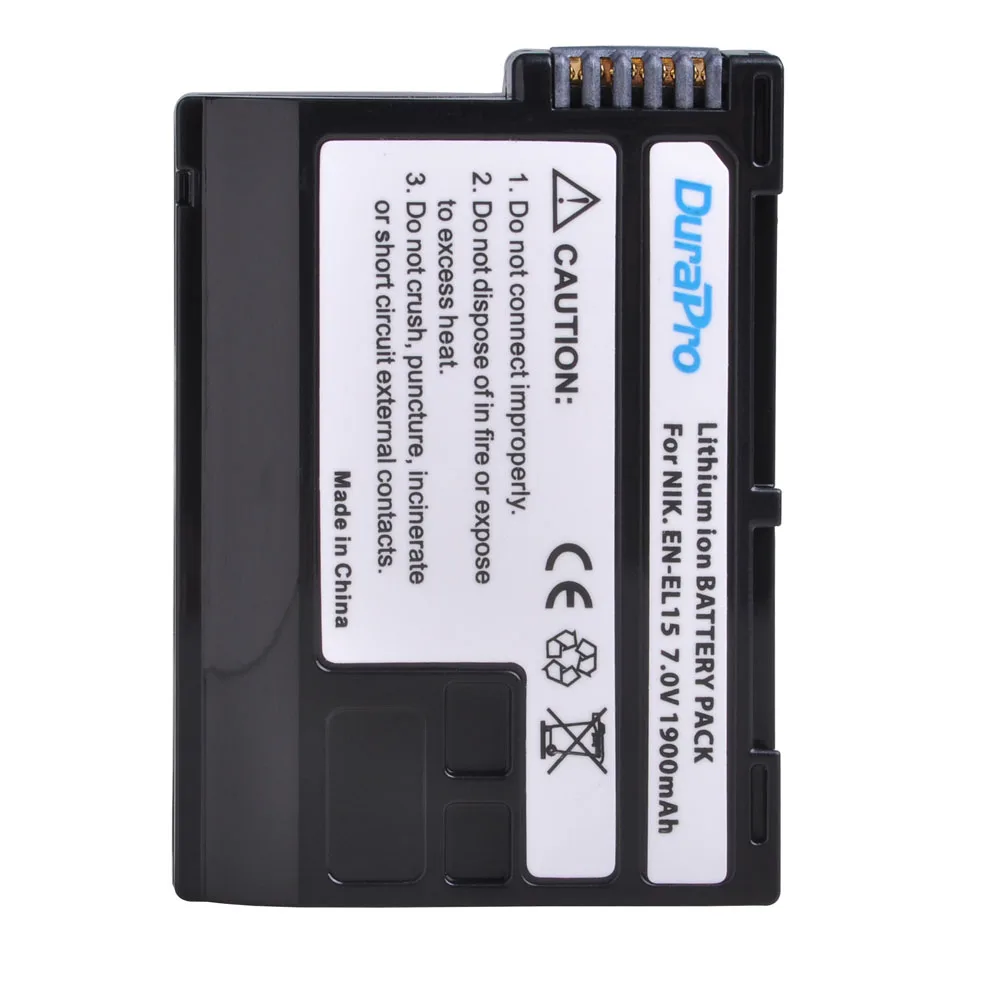 DuraPro 1900mAH EN-EL15 EN EL15 كاميرا رقمية بطارية لنيكون D600 D610 D600E D800 D800E D810 D7000 D7100 d750 V1 MH-25