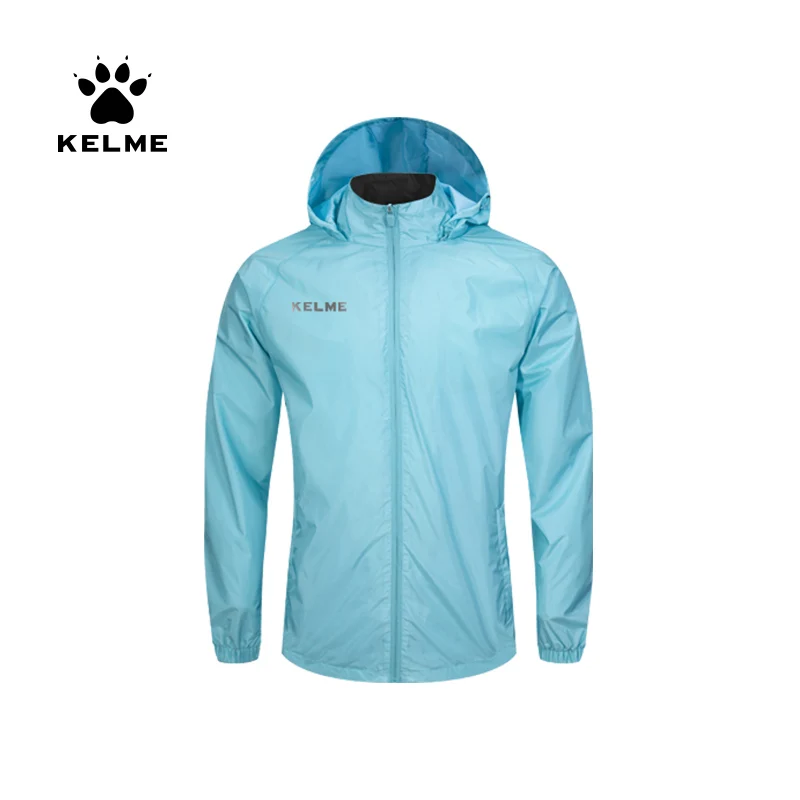KELME Męska wiatrówka do biegania Piłka nożna Dziecięca wiatroszczelna kurtka z kapturem Treningowa wodoodporna kurtka Szybkoschnąca 3801241