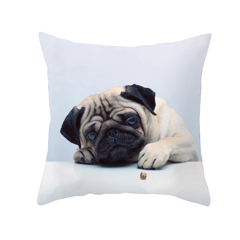 Creative Pug Dog Pillow Case Pug Dog Decorative Pillowcases 45*45CM Cute Dog Throw Pillow Case Cover kussensloop almohada