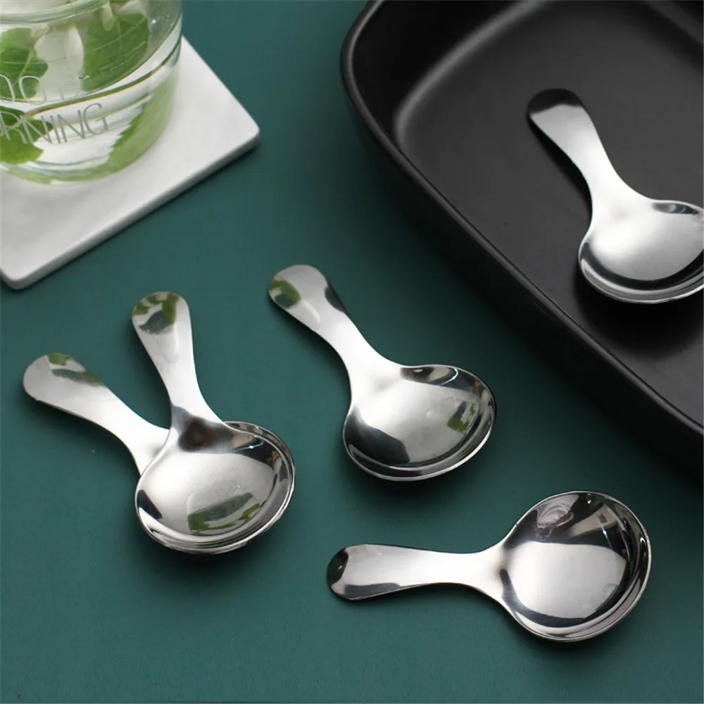 Nice Textured Stainless Steel Spoon Short Handle Sugar Salt Spice Spoon Condiment Tea Coffee Scoop Small Kids Spoon Kitchen Tool