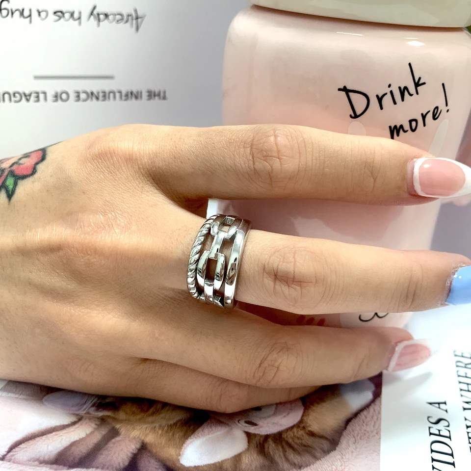 New Luxury Women Weaving Twisted Gold Color Wedding Rings Stainless Steel Anillos Joyas De Mujer Jewelry Wholesale Drop Shipping