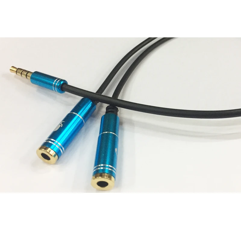 Cable de Audio metálico de 3,5mm para auriculares Y micrófono, cable auxiliar de 3,5mm para auriculares de un minuto, dos cables de Audio de gama alta de 3,5mm