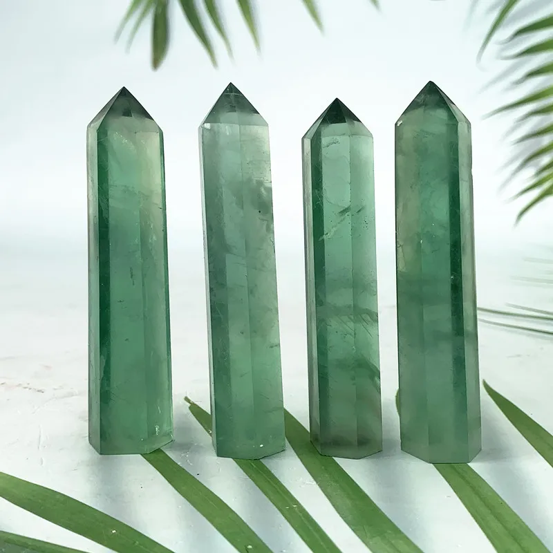 

Natural Clear Fluorite Crystal Wand Point Stone Tower Decoration Real Green Crystals Spiritual Witchcraft Healing Reiki Quartz