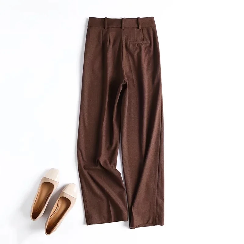 Terno simples estilo inglês pantalon para mulheres, calças retas, moda senhora do escritório, calças para mulheres