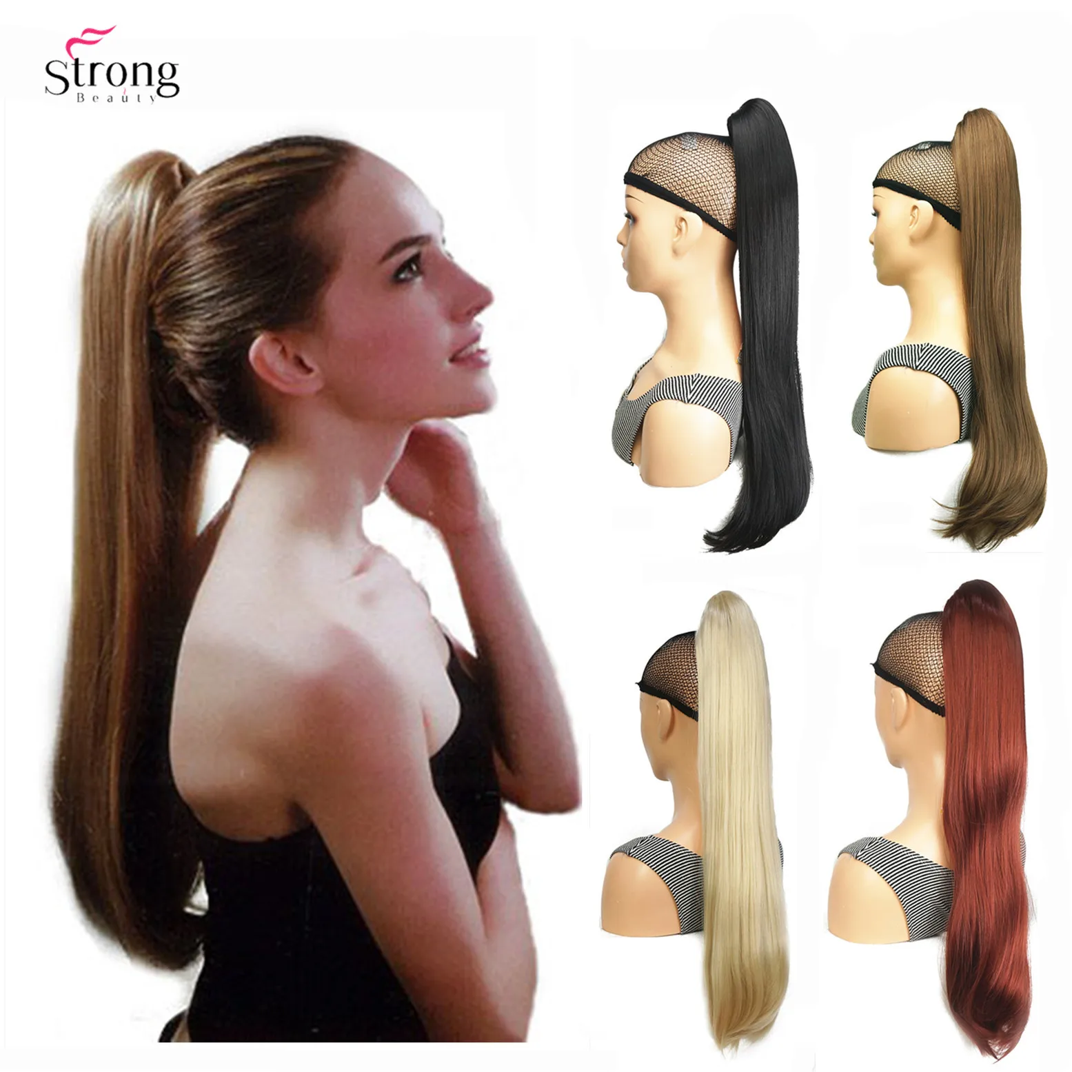 

StrongBeauty Claw Clip Ponytail Long straight Hairpiece Synthetic Hair Extension