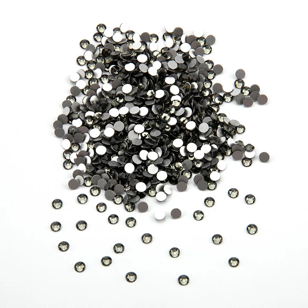 

SS3-SS34 Nails Rhinestones Crystal Black Dia Flat Back Stones for Clothes Decoration