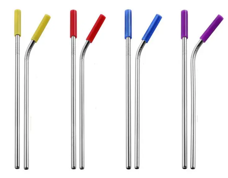 

1000pcs Stainless Steel Straws Reusable Metal 8.5/10.5 Inch Drinking Straws with Silicone Tips for Beverage Mugs SN2245