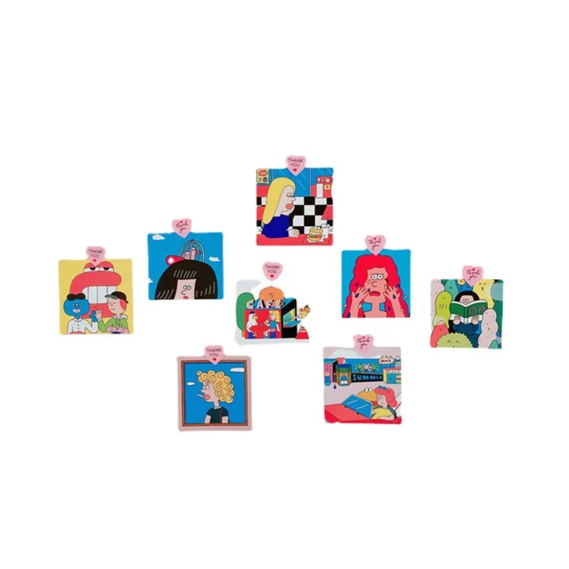 Cartoon Characters Cute Illustration Postcard Korean Ins 8sheets Decoratiove Card Photo Props Wall Sticker Kawaii Greeting Card