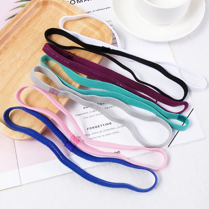 Candy Color Unisex Sweatband Yoga Sports Headband Women Men Sport Anti-slip Elastic Rubber Sweatband Football Running Hair Bands