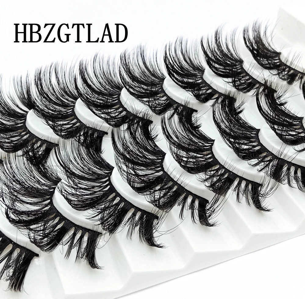 HBZGTLAD 8 Paare 25 mm lange 3D-Nerzwimpern, natürliche, lange, künstliche Wimpern, dramatisches Volumen, falsche Wimpern, Make-up-Verlängerungswimpern – Detail 16