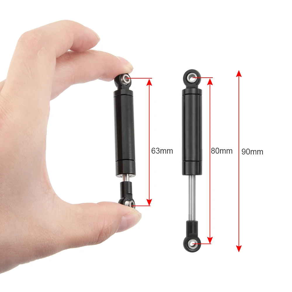 YEAHRUN 4pcs 80/90/100/110/120mm Aluminum Alloy Climbing Car Shock Absorber Springs Set for SCX10 TF2 RC Rock Crawlers Accessory
