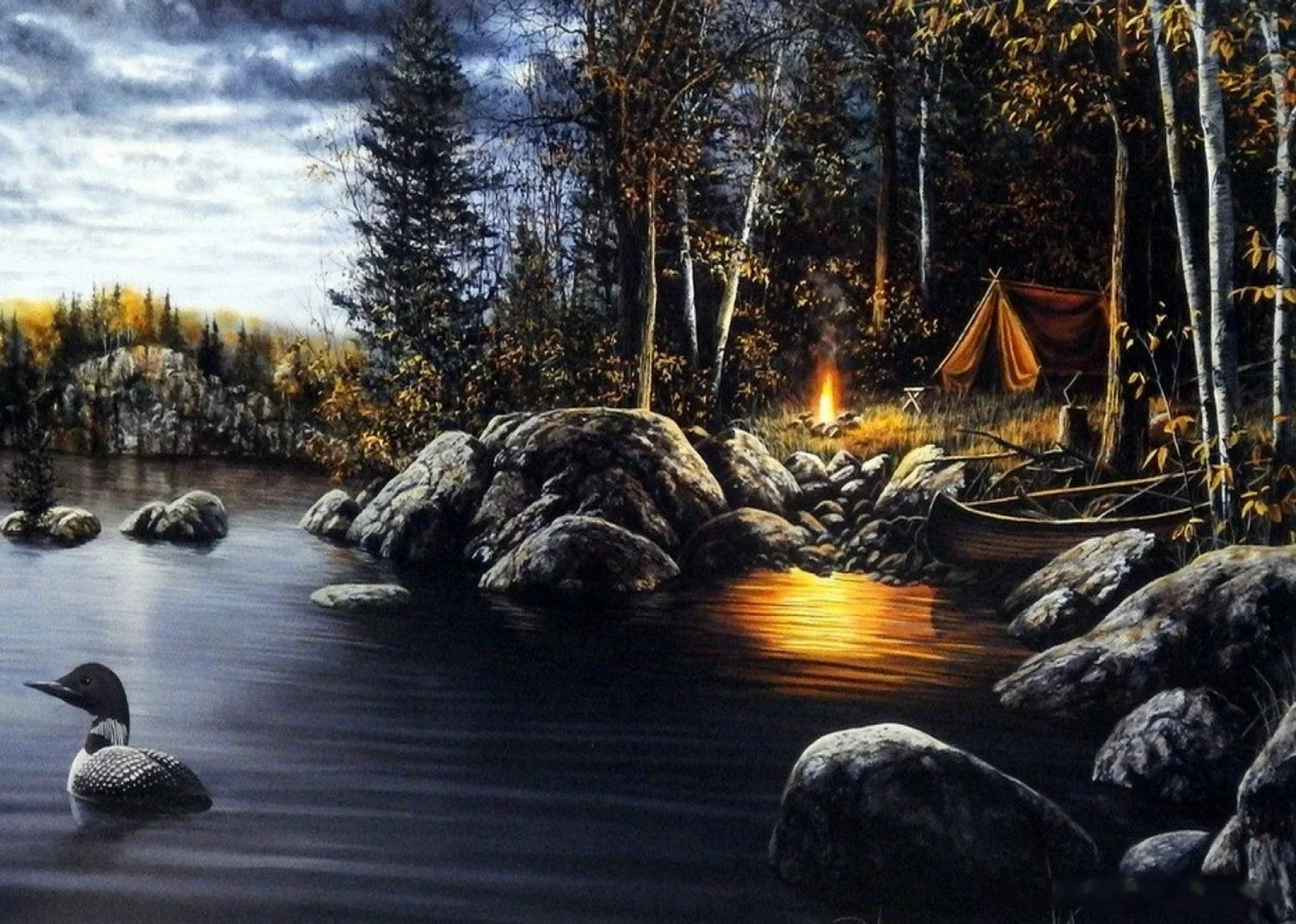 

JMINE Div 5D camping river tree tent Full Diamond Painting cross stitch kits art High Quality Scenic 3D paint by diamonds