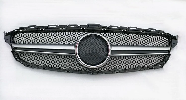 W205 All GLoss silver Black AMG Logo Front Grill Grille for Mercedes-Benz C200 C220d C250 C260 C400  ,freee shipping