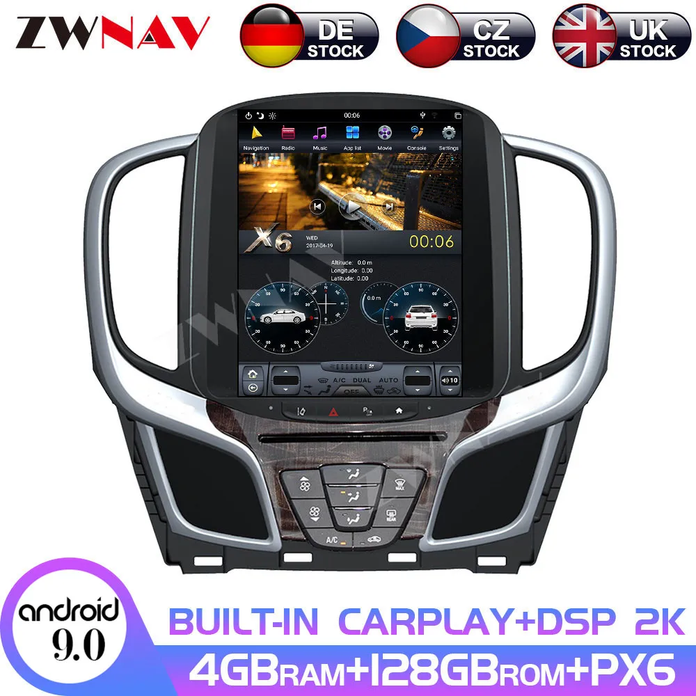 Android 9 128GB PX6 Tesla Style Car Audio Car GPS Navigation For Buick lacrosse 2015+ Head Unit Multimedia Player Auto Radio