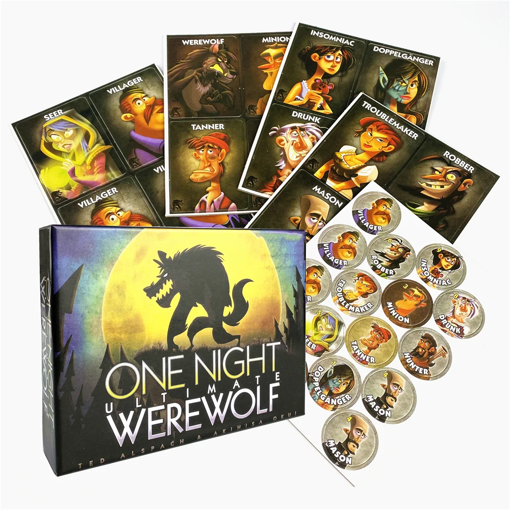 One Night Ultimate Werewolf Cards Collection Board Game Alien Super Villains Edition Deck For Party Playing