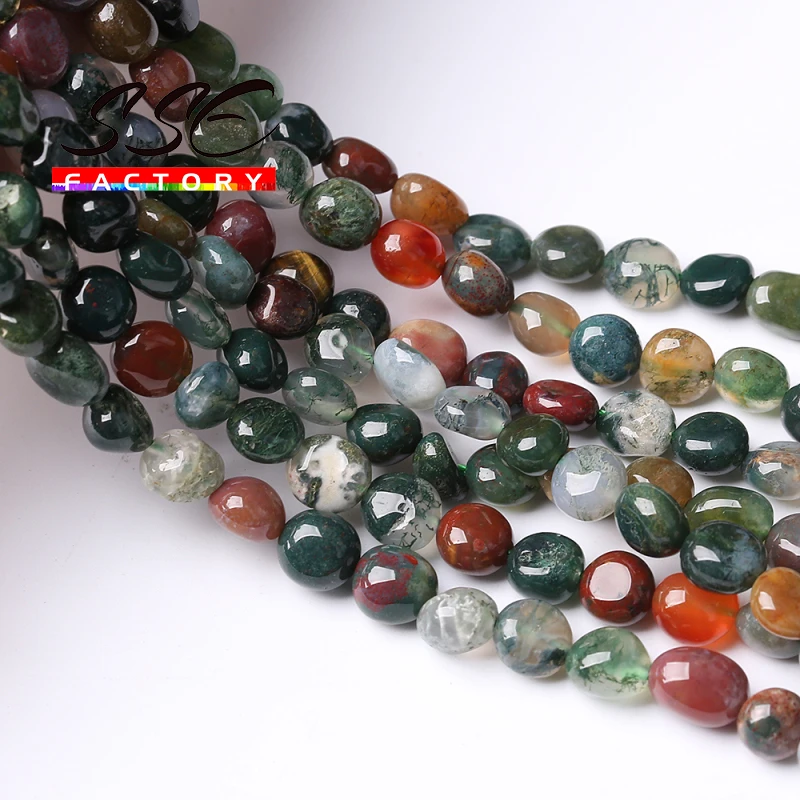 8-10mm Irregular Natural Indian Agates Beads Smooth Loose Stone Beads For Jewelry Making DIY Bracelet Necklace Accessories 15''