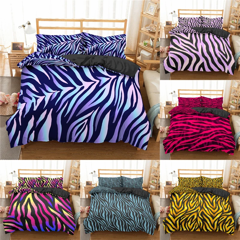 Home Textile Luxury 3D Zebra Print 2/3Pcs Comfortable Duvet Cover PillowCase Bedding Sets Queen and King EU/US/AU Size