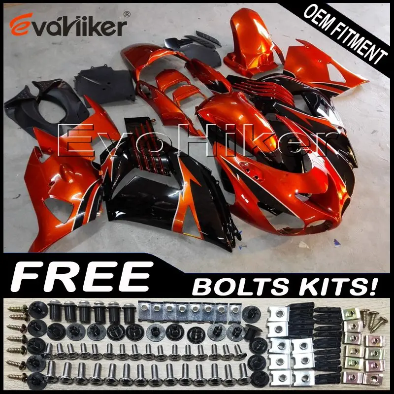 

Custom motorcycle fairing for ZX-14R 2006-2011 black orange ZX14R 2012-2016 ABS motor panels Body Kit Injection mold+gifts