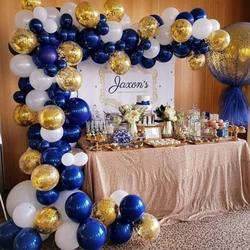 Boy Baptism Decoration Navy Blue Gold Metallic Balloon Arch Kit Circumcision Party Boy Birthday Decoration Anniverssaire Decor