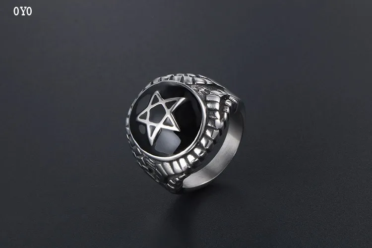 

100%925silver Vintage hexagonal star jewelry sterling silver epoxy men and women sterling silver ring