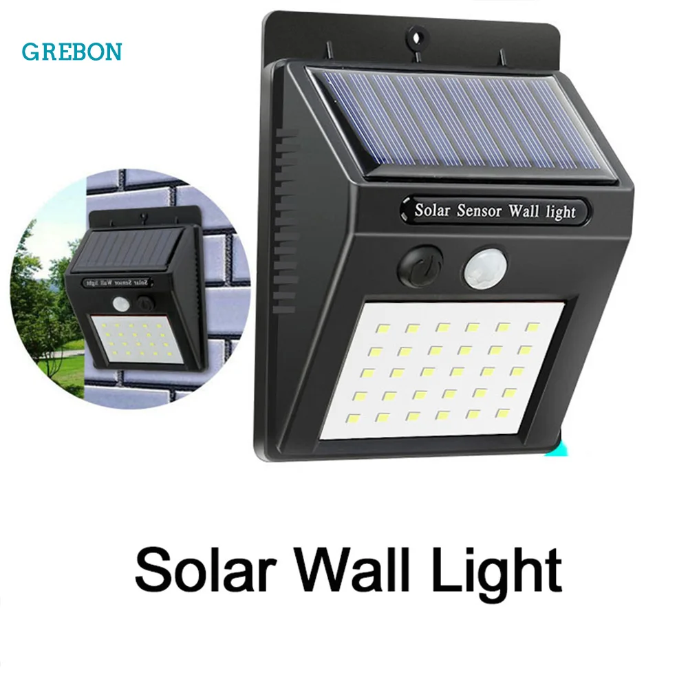 solar led light outdoor waterproof wall lamp strip PIR motion sensor super bright sunlight garden spot power energy emergency