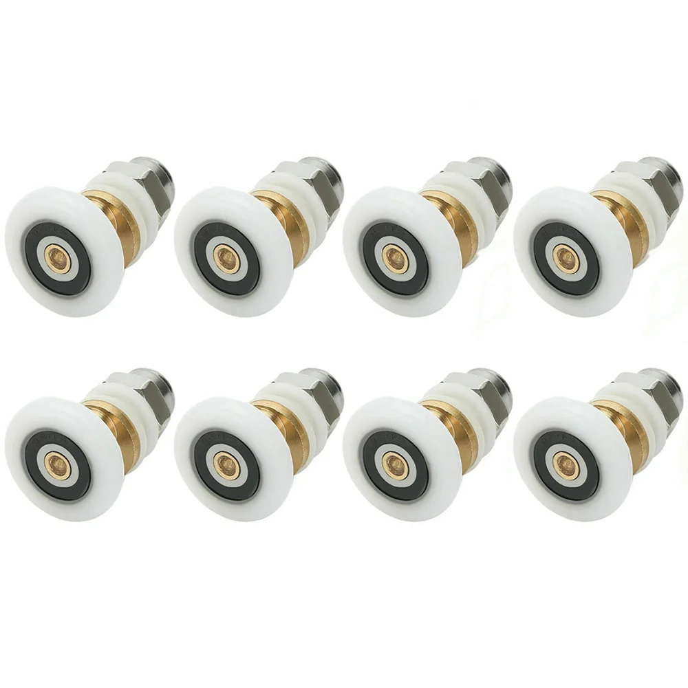 8PCS 19/23/25/27mm Diameter Shower Glass Sliding Door Hanging Wheel Roller Bathroom Sliding Cabinet Eccentric Pulleys