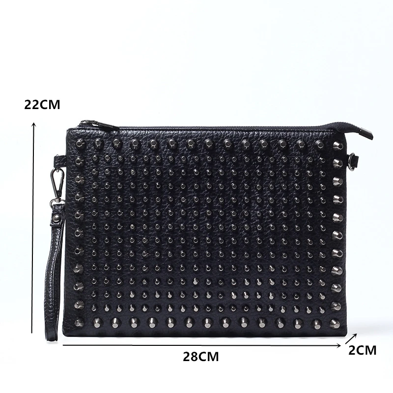 Fashion Rivet Clutch Men Handbag Business Luxury Bag Men\'s Clutches Large Capacity Long Wallet Hand Bag Envelope Purse 2021 New