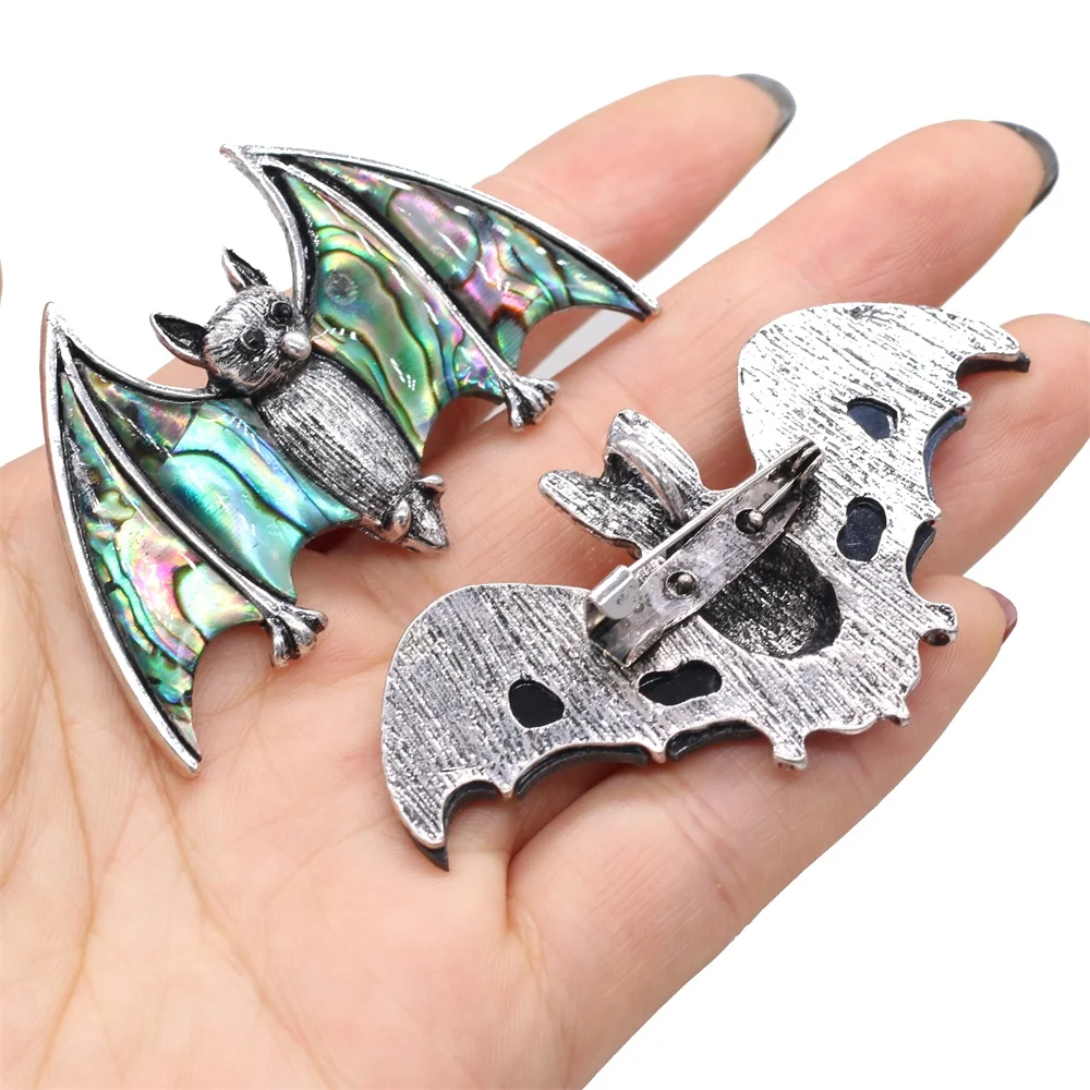 Shell Bat Brooch Natural Abalone Shell Bat-shaped Brooch Men and Women Fashion Wild for Jewelry Making DIY Accessories