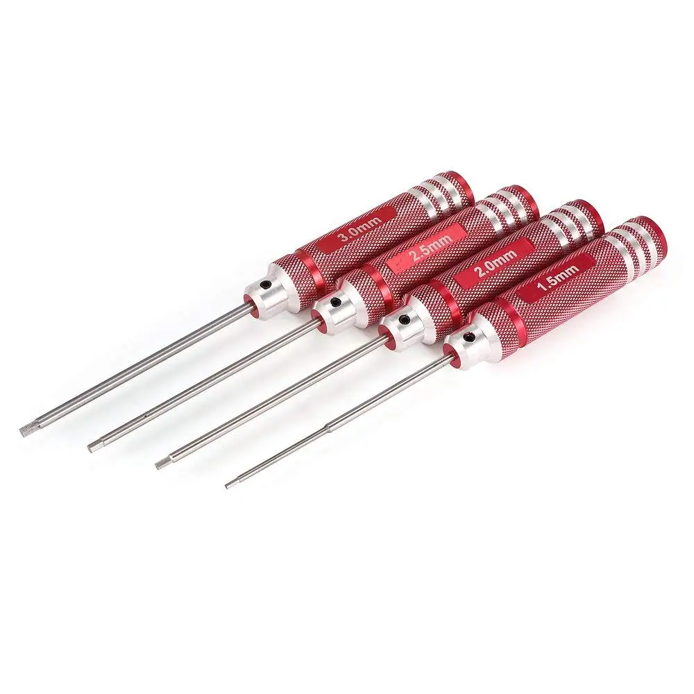 4PCS 1.5mm 2.0mm 2.5mm 3mm Alloy Aluminum Allen Hex Screwdrivers Key Driver Tool Set Handle for RC Hobby Model Car