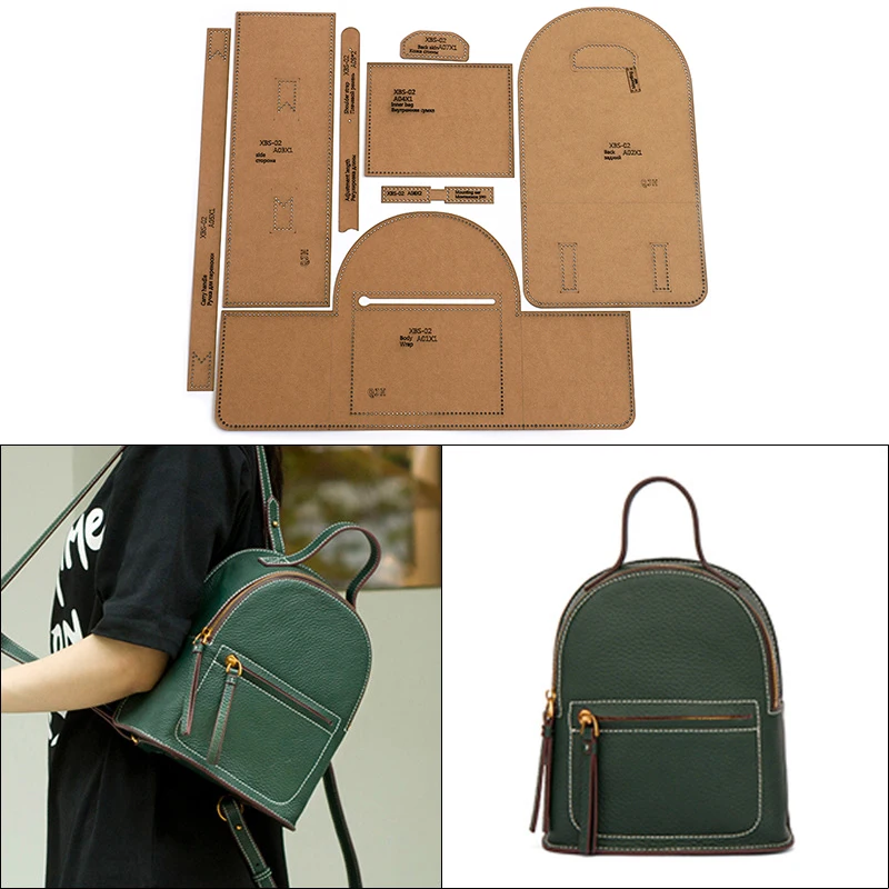 1Set DIY Kraft Paper Template New Ladies Backpack Leisure Mini School Bag Leather Craft Pattern DIY Stencil Sewing Pattern