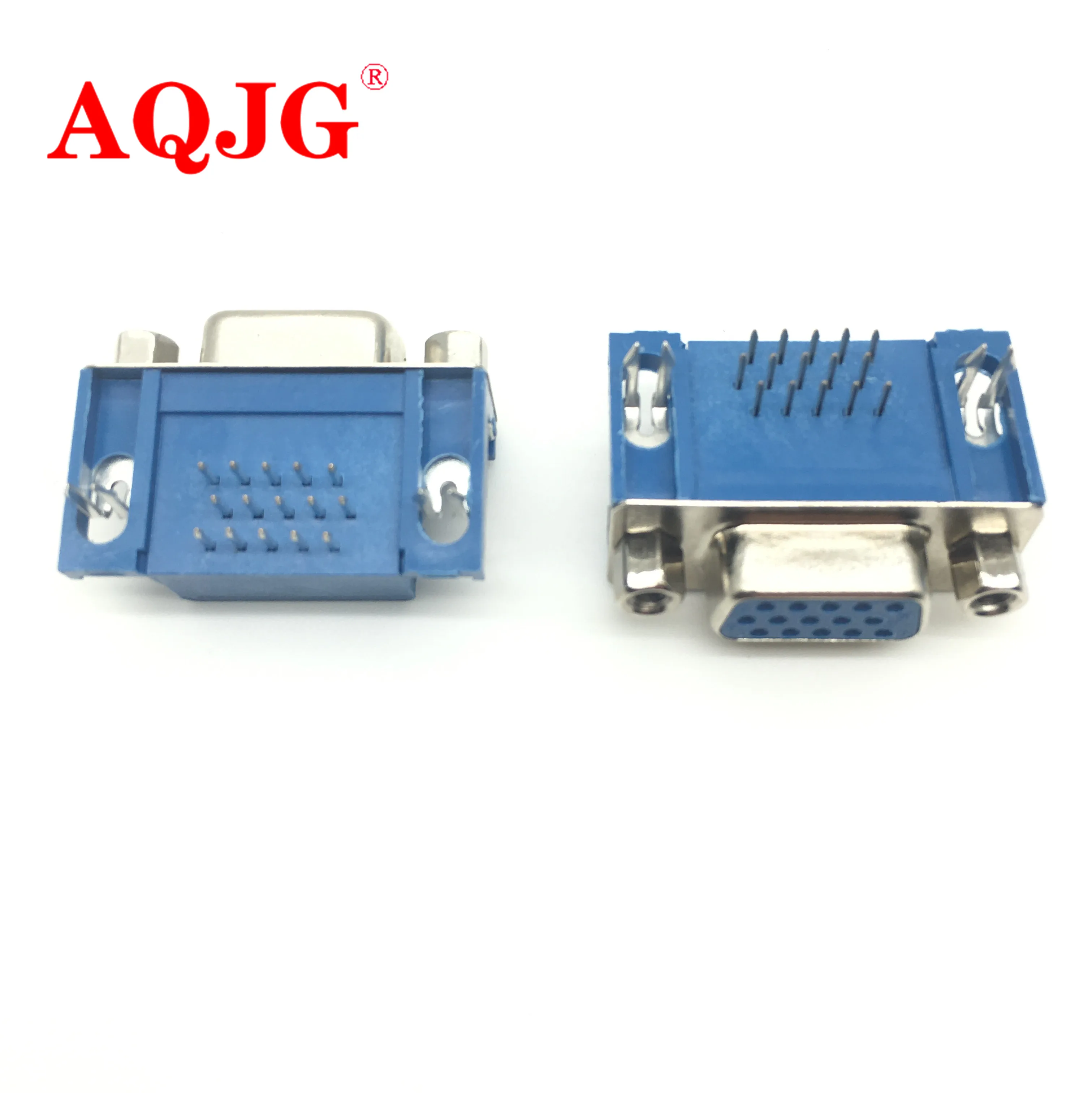 DB15 DR15 FEMALE PCB Mount CONNECTOR RIGHT ANGLE D-Sub 3Rows Blue Parallel Port CONNECTORS 15pin 15 pin VGA socket Adapter 5pcs