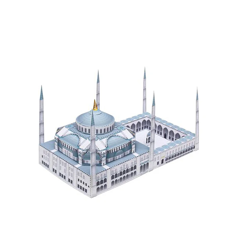 ตุรกี Sultan Ahmet Camii พับ Mini 3D กระดาษ House Papercraft DIY Art Origami อาคารเด็กผู้ใหญ่ Craft ของเล่น QD-137