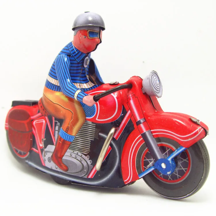 [Divertente] collezione classica giocattolo per motocicletta a orologio retrò carica ingranaggio in metallo in metallo guida il giocattolo meccanico per motocicletta regalo per bambini