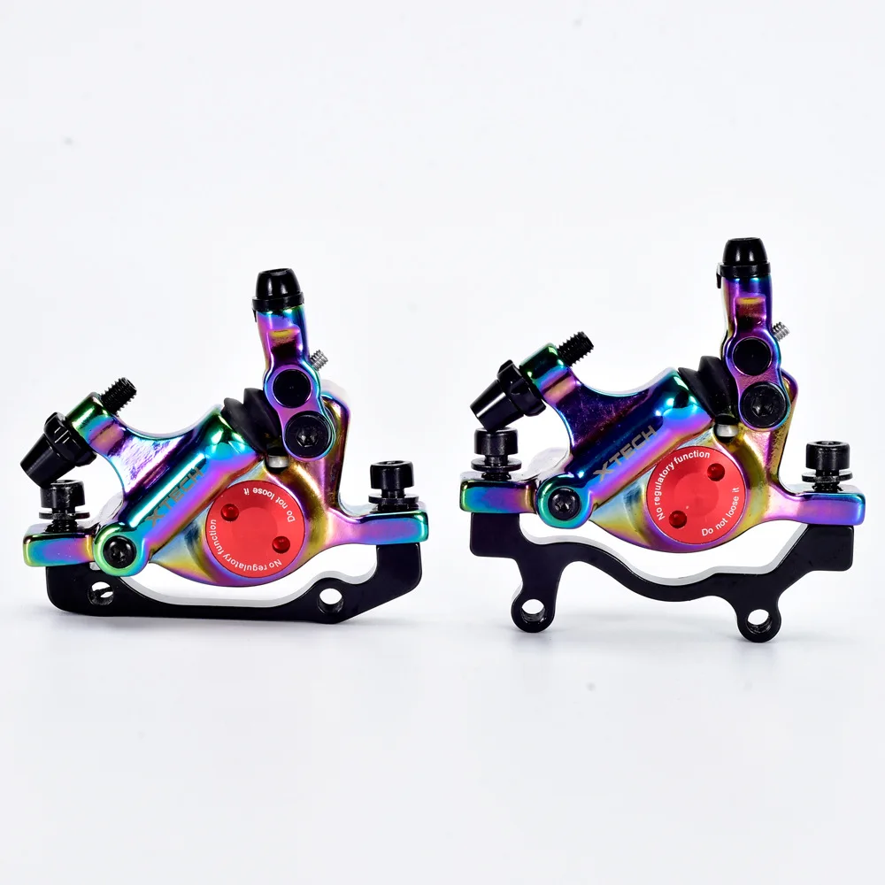 Colorful Bicycle Hydraulic Disc Brake Sets Front Rear MTB Bicycle Oil Disc Brake Mountain Road Bike Line Pulling Rainbow Brake