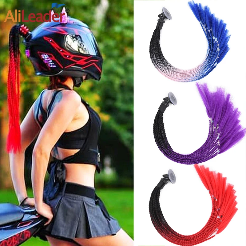 

Synthetic Ponytail Pigtails For Helmet Motorcycle Helmet Ponytail With Sucker On Motorcycle Bike Ombre Helmet Braid Ponytail