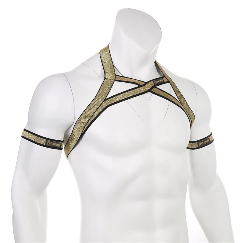 Herren Brust Harness Schulter Riemen Muscle Elastische Gürtel Arnes Hombre bondage dessous mit Arm Band Phantasie Club Party Kostüm