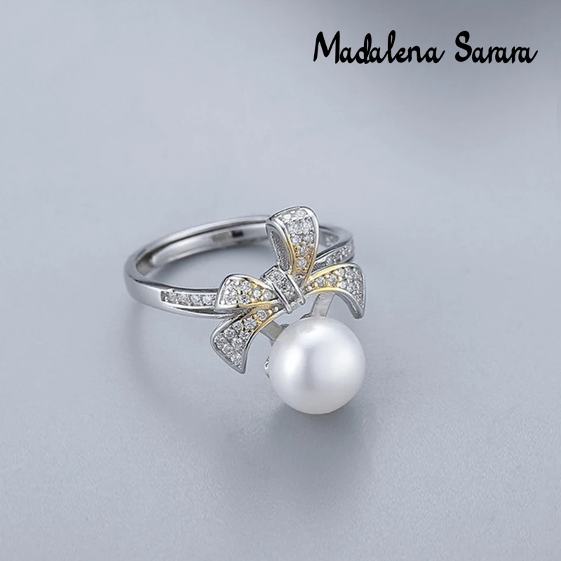 MADALENA SARARA AAA 9-10mm Freshwater Pearl S925 Sterling Silver Knot Ring Customizable MD-SP1015