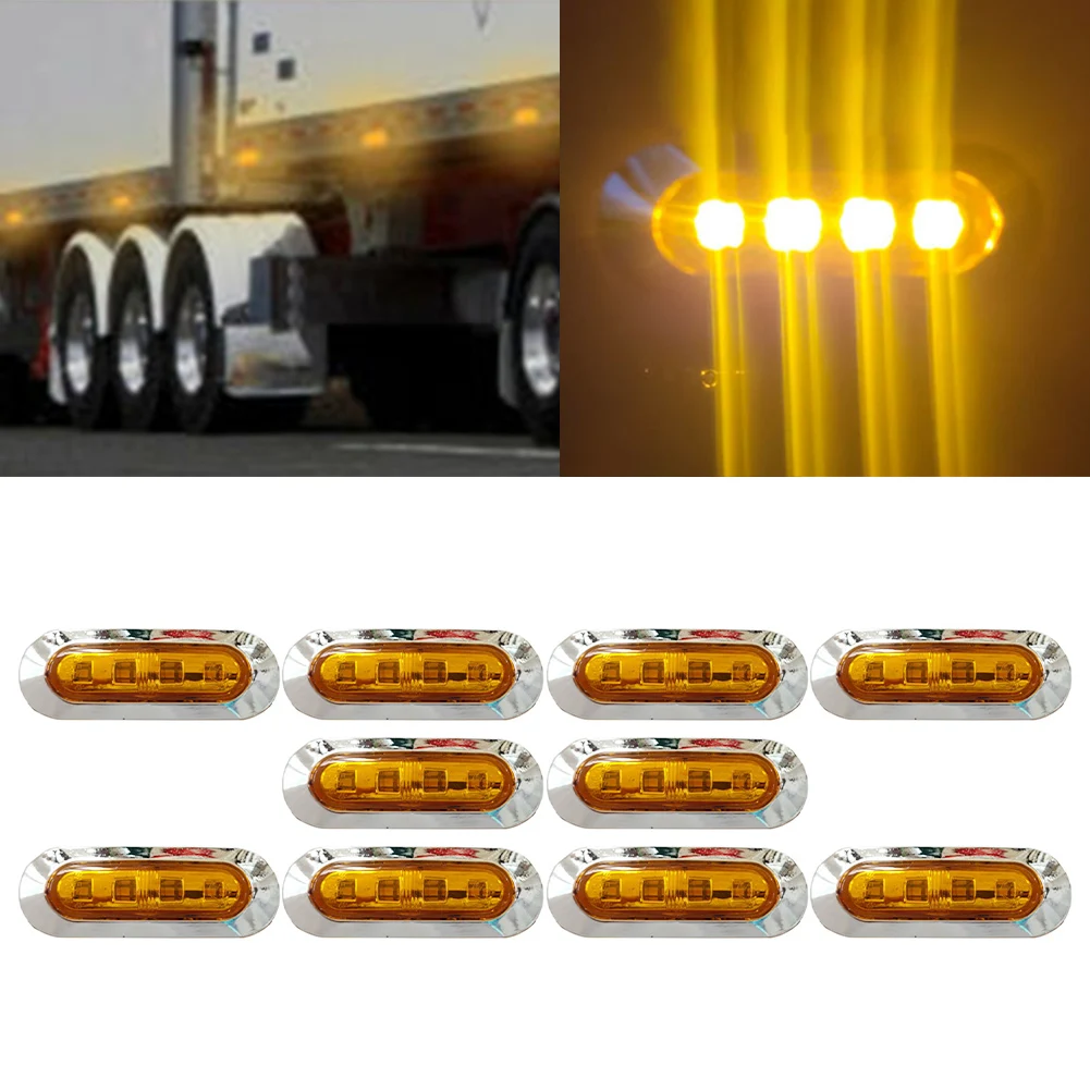 

Amber SMD 4 LED Truck Side Marker Light Clearance Lamp Indicator Amber Lights Trailer 12/24v 10pcs/set