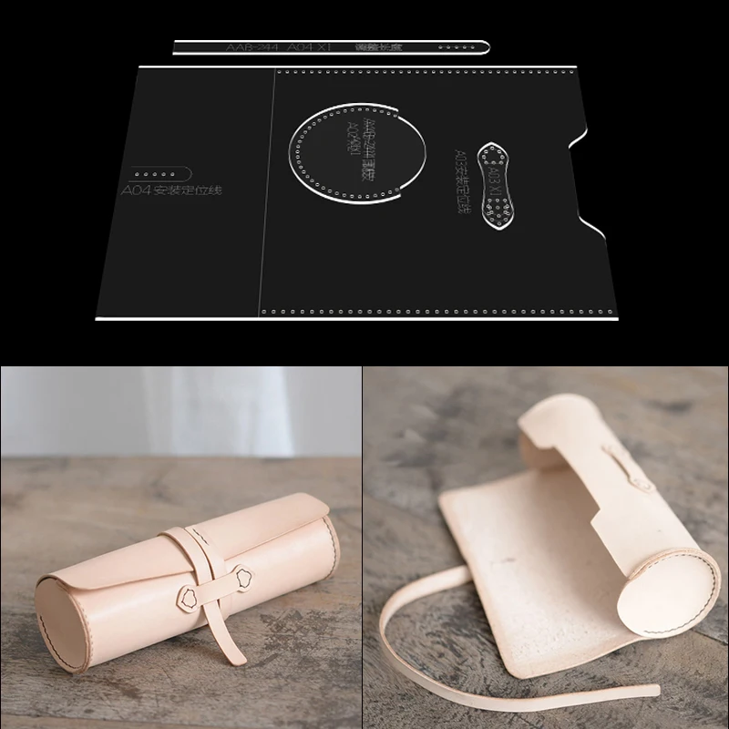 

Handmade leather diy leather goods sewing pattern acrylic transparent pen holder template student pen bag making mold