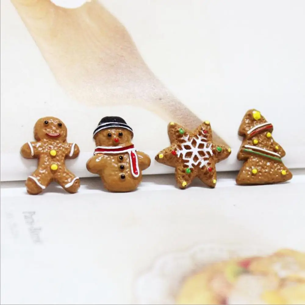 20PCS/Lot Mixed Resin Simulation Gingerbread for Christmas DIY Decoration Accessories