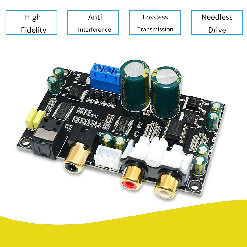 UNISIAN Optical coaxial audio decoder Support 24BIT192KHz  SPDIF coaxial Optical fiber decode DAC board For Home amplifier